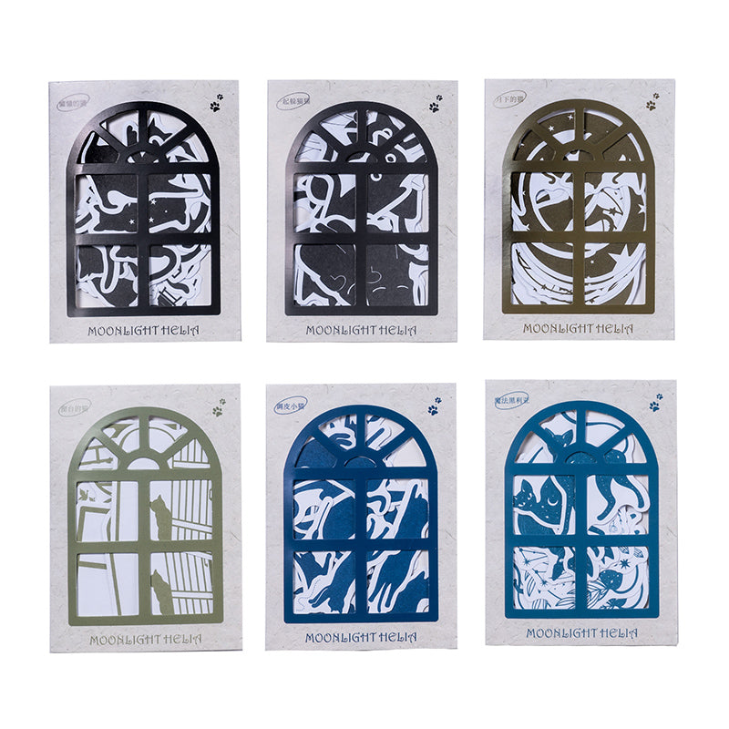 Etiqueta engomada del libro mayor de la silueta del gato