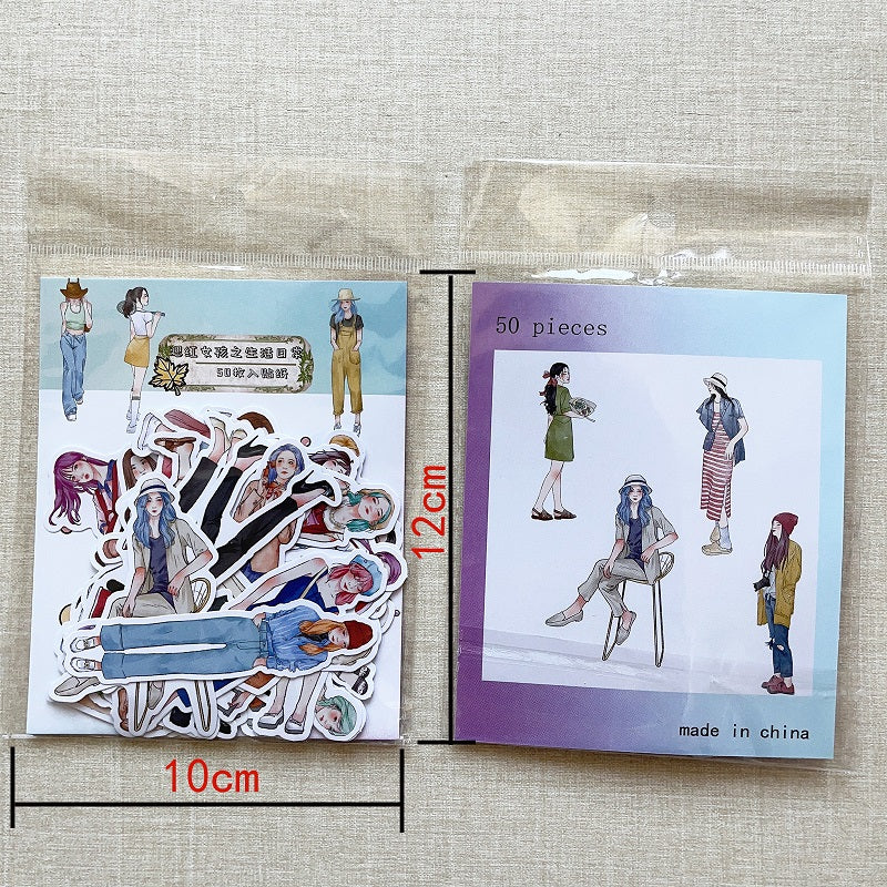 Pegatinas de chica de moda vintage