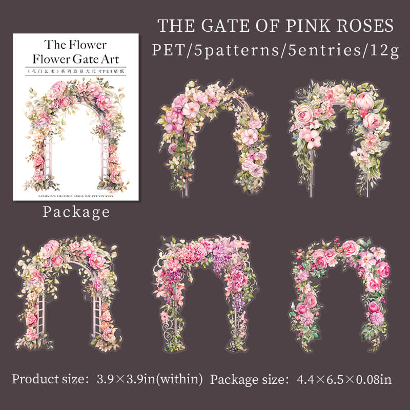 The Gate of Pink Roses -Stickers-Scrapbook