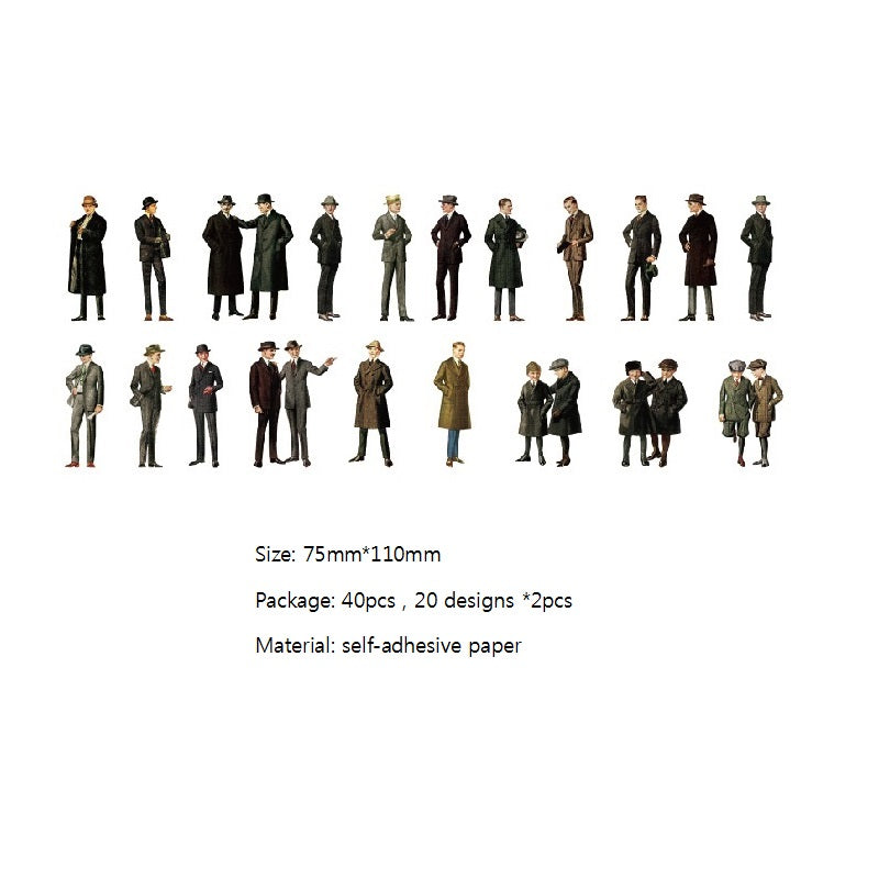 40 pegatinas de personajes vintage.