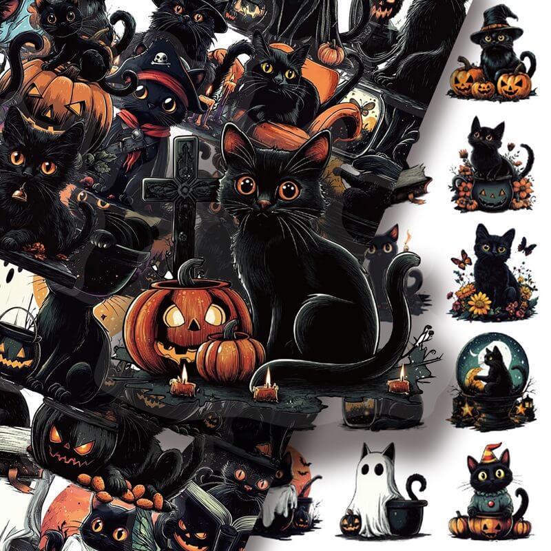 50pcsBlackCatPETStickers-JunkJournal-2