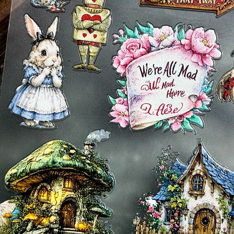 Alice in Wonderland 3D Embossed Stickers