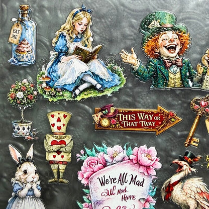Alice in Wonderland 3D Embossed Stickers