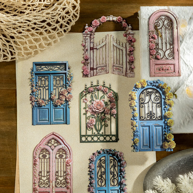 Assortedvintagefloralgardengateanddoorcardstockcutoutsforscrapbooking