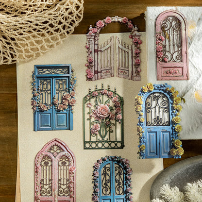 Assortedvintagefloralgardengateanddoorcardstockcutoutsforscrapbooking