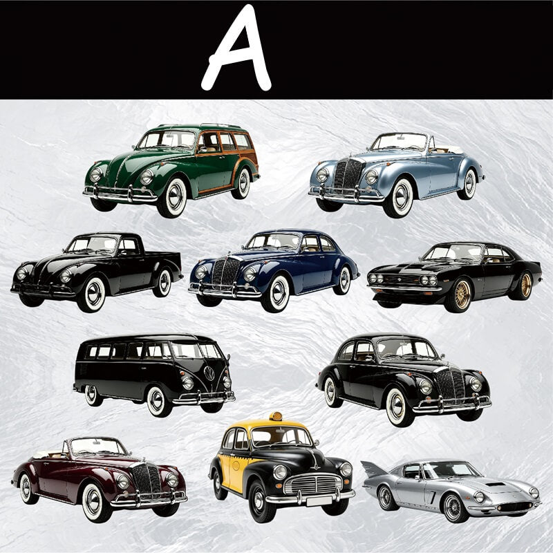 Black retro car cardstock stickers for collage crafts-A