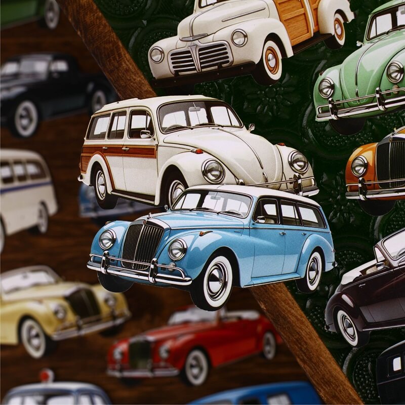 Blue vintage automobile cardstock stickers for junk journals-1