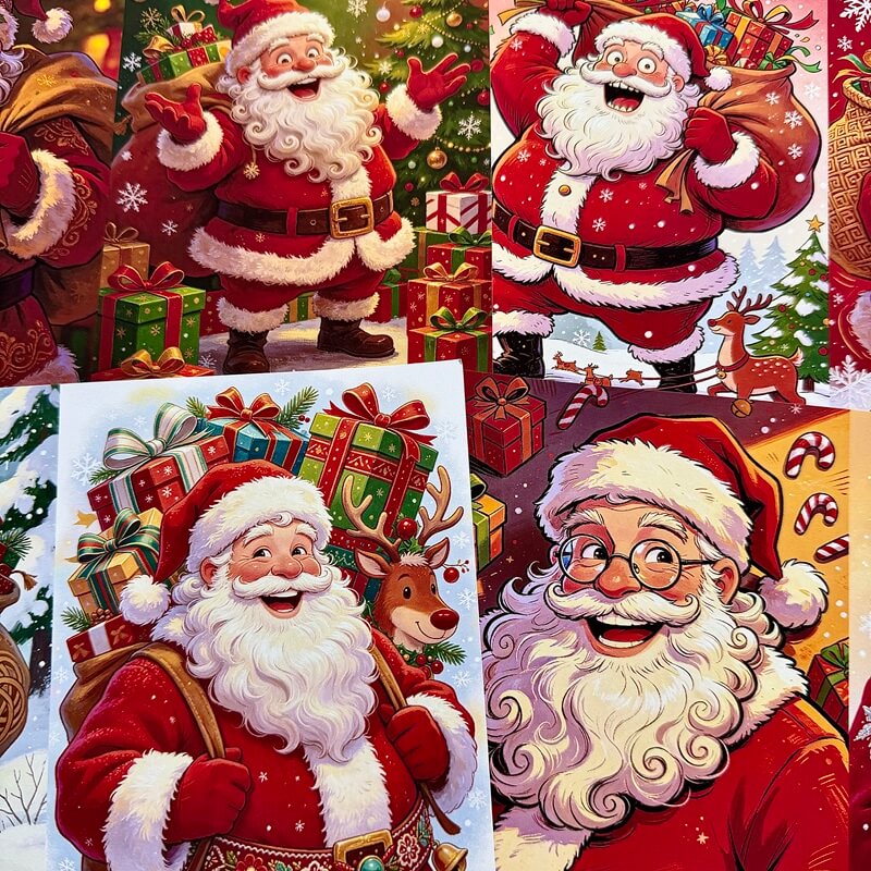 CheerfulSantaClausscrapbookpaperforChristmasjournalsandcardmaking