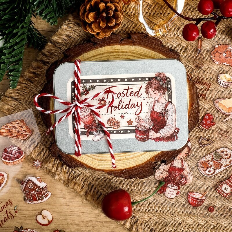ChristmasDayPETstickersheetsinfourvintageholidaystylesforboxes