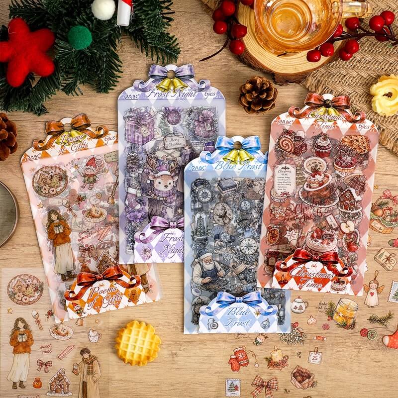 ChristmasDayPETstickersheetsinfourvintageholidaystylesforscrapbookingandjournaling