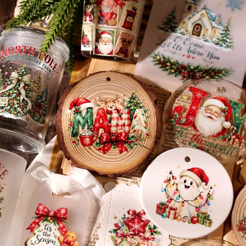 ChristmasUVtransferdesignsfeaturingfestiveMAMAlettering_Santa_andaghostwearingaSantahat