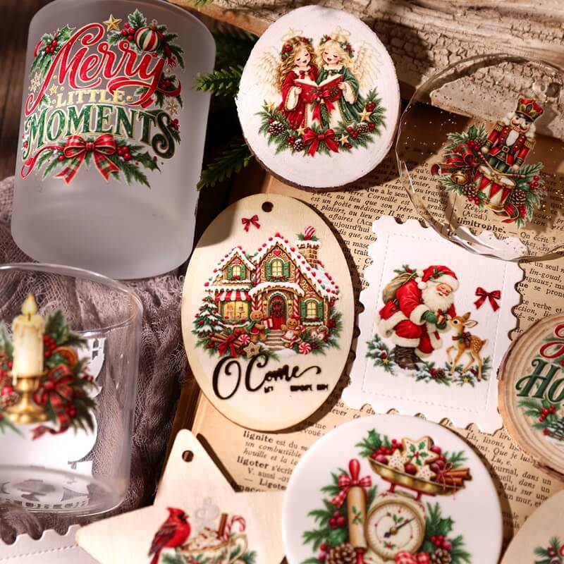 ChristmasUVtransferdesignsfeaturingsingingangels_anutcracker_agingerbreadhouse_andSantafeedingadeer
