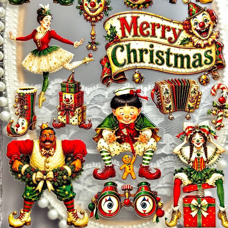 Christmascircuscharacterstickersforcardmaking