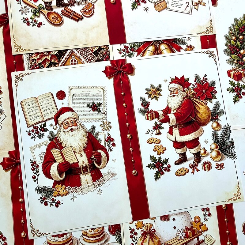ChristmasscrapbookpaperfeaturingclassicSantaClaus