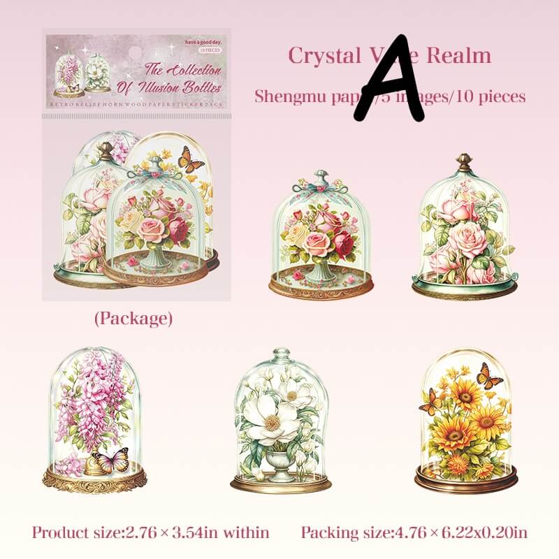 CrystalGardenRealmfloralglassdomestickerswithrosesandbutterflies