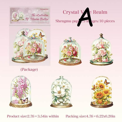 CrystalGardenRealmfloralglassdomestickerswithrosesandbutterflies