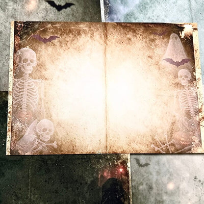 Distressed skull and ghost gothic background scrapbook paper