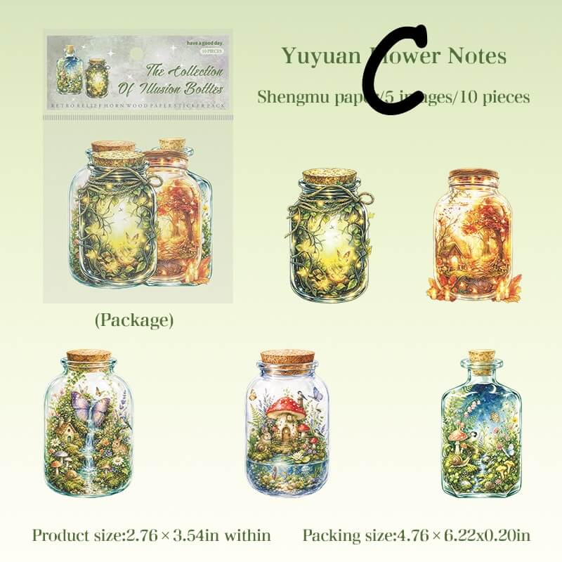 EnchantedGardenNotesglassjarstickerswithmushroomsandminiaturegardens