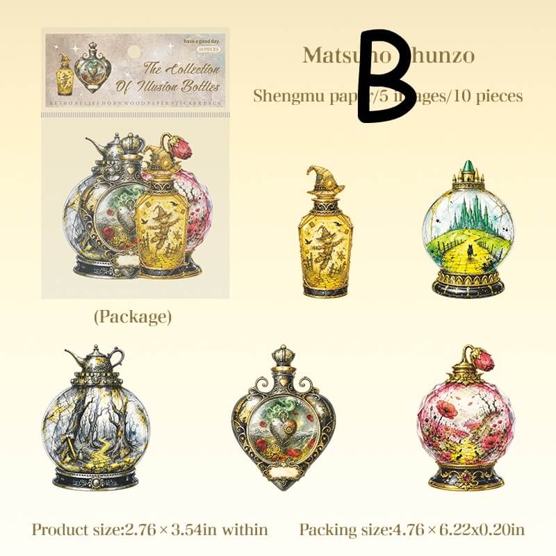 ForestQuestvintagebottlestickerswithwoodlandpathsandmagicalscenery