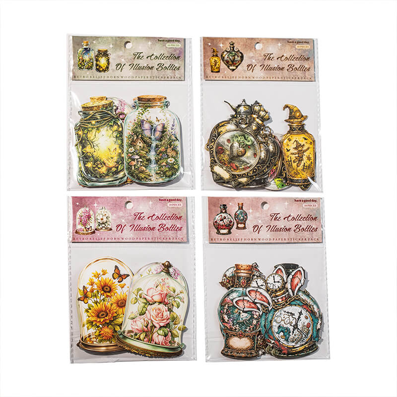 ForestQuestvintagebottlestickerswithwoodlandpathsandmagicalscenery