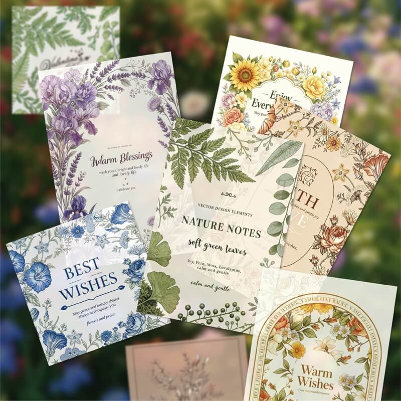 Garden flower transparent scrapbook paper
