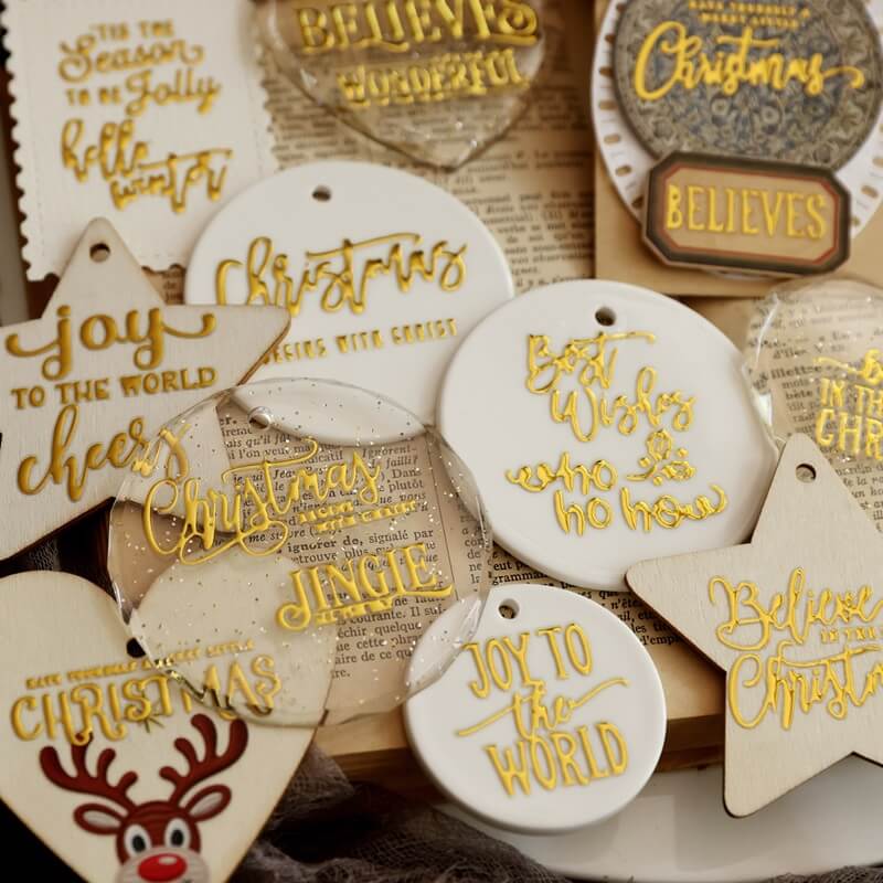 GoldChristmasphraseUVtransferstickersdecoratingwoodentags_acrylicornamentsandceramicornaments