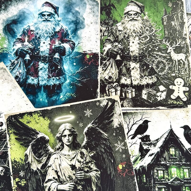 GothicChristmaspaperwithcreepySanta