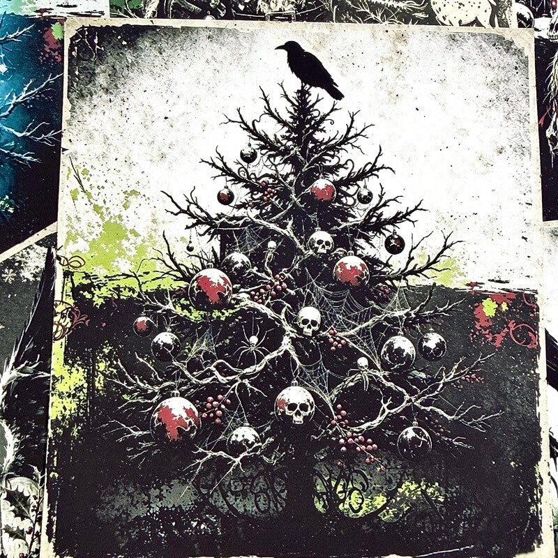 GothicChristmaspaperwithcreepySanta_chrismastree