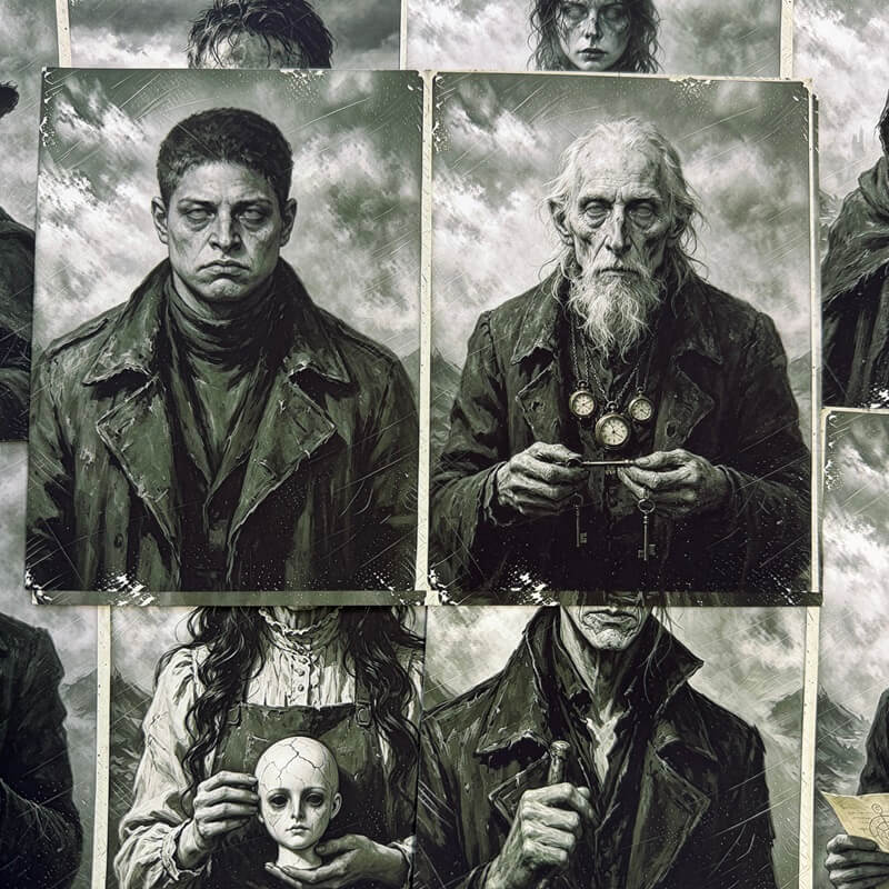 Gothic Character Scrapbook Paper – Dark Vintage Portraits