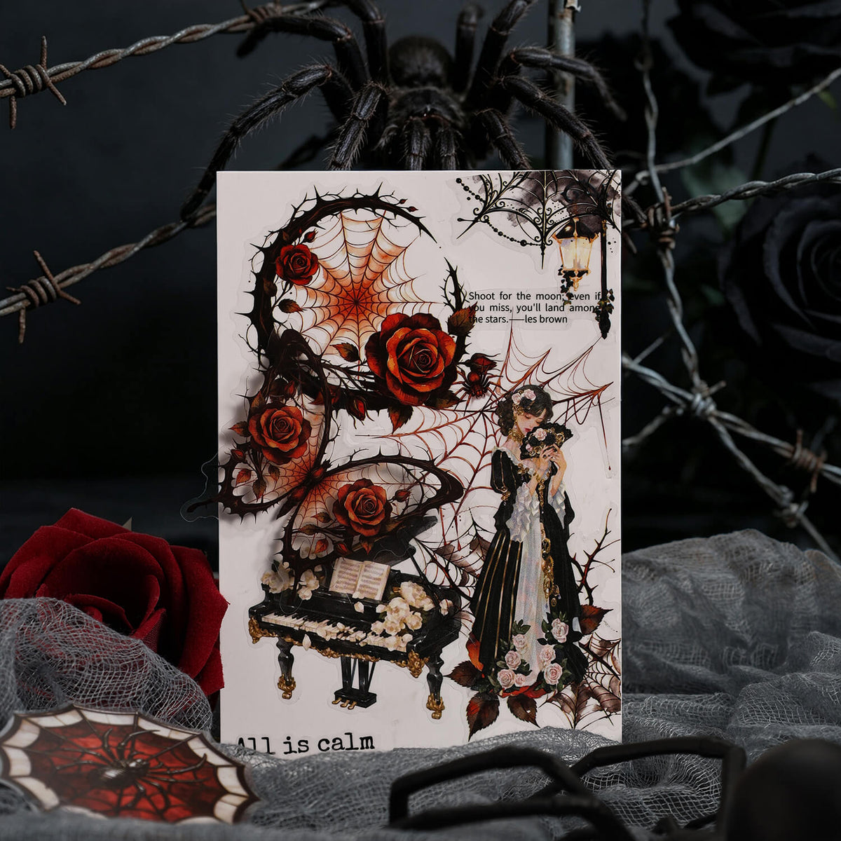 Gothicroseandspiderwebscrapbookcollage