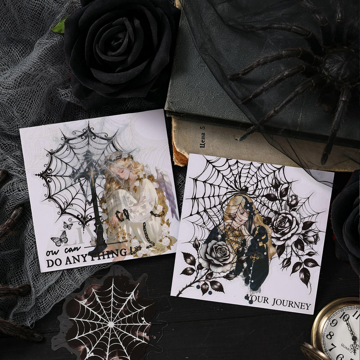 Gothicwomanandspiderwebjournalcards