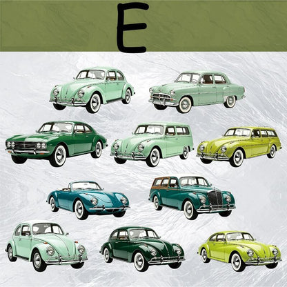 Green vintage car cardstock stickers for paper crafts