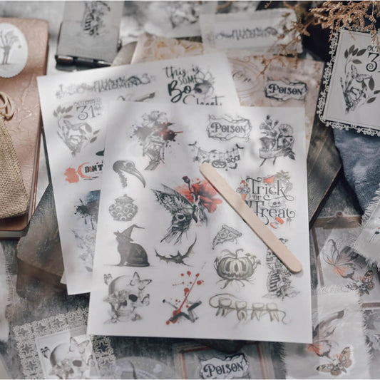 HalloweenLineArt-Rub-OnStickers-Scrapbook