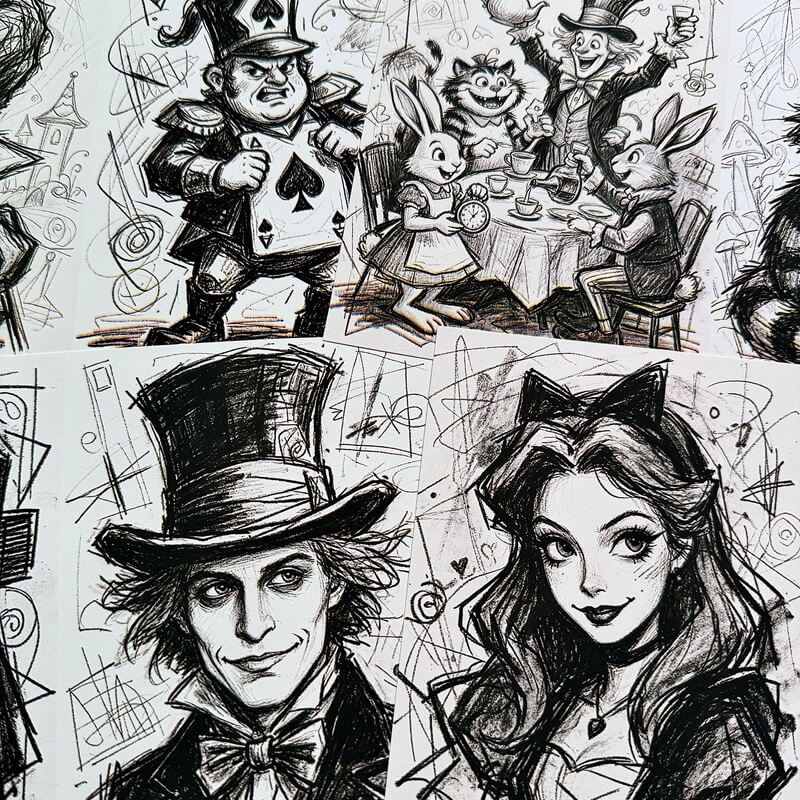 Hand-drawnAliceinWonderland-Paper-Scrapbook-1