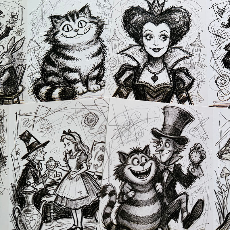Hand-drawnAliceinWonderland-Paper-Scrapbook-2