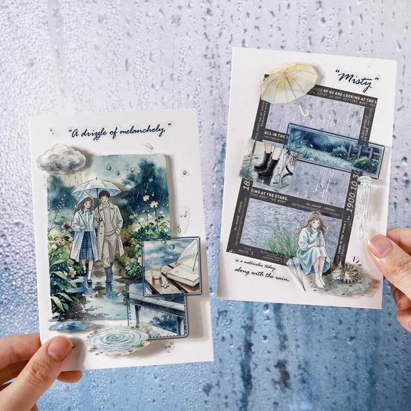 Handsholdingrainy-daystickersheetswithcouples_umbrellas_andscenicillustrations