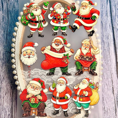 JollySanta3Dembossedstickerswithpresents_aChristmasstocking_gingerbreadcookies_andaSantaballoon