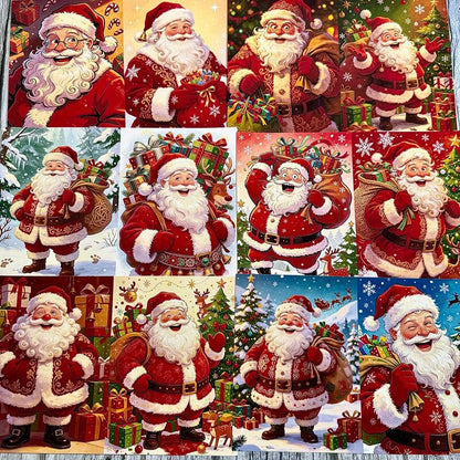 JollySantaClausvintageChristmasscrapbookpaperwithfestivegifts_snowflakesandholidaydecorations