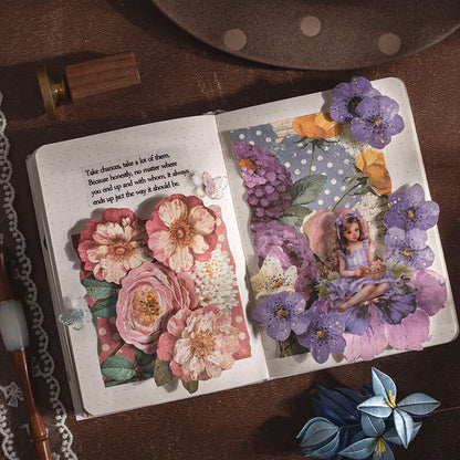 Openjunkjournaldecoratedwithpinkandpurplefloralcollages_butterfliesandagirlillustration