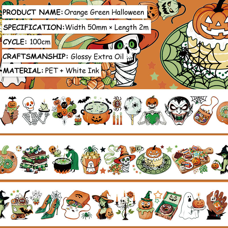 OrangeGreenHalloween-Tape-Scrapbook