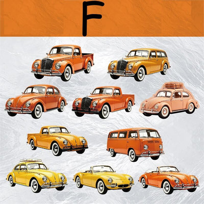 Orange classic car scrapbook stickers