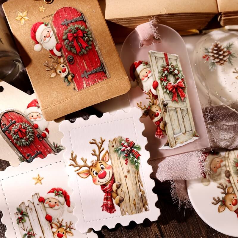PeekingSantaandreindeerUVtransferstickersdecoratingChristmasgifttagsandpapercrafts