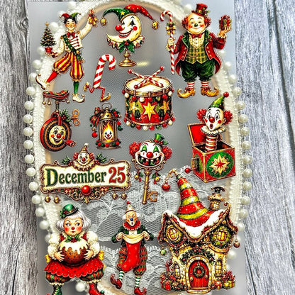 QuirkyChristmascircusembossedstickersforscrapbookingandjunkjournals
