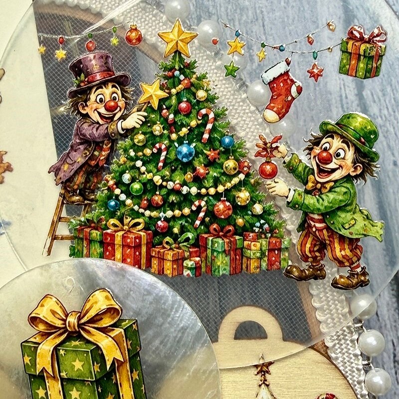 QuirkyChristmastransferstickerswithelvestreeandgifts