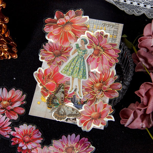 Vintage Stamping Flower Stickers – loloyaya
