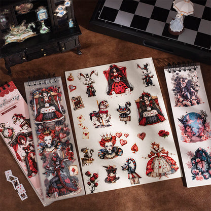 Red_and_black_Wonderland_stickers_featuring_the_Queen_of_Hearts_White_Rabbit_Cheshire_Cat_roses_and_playing_cards