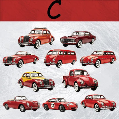 Red vintage car cardstock stickers for scrapbooking-C
