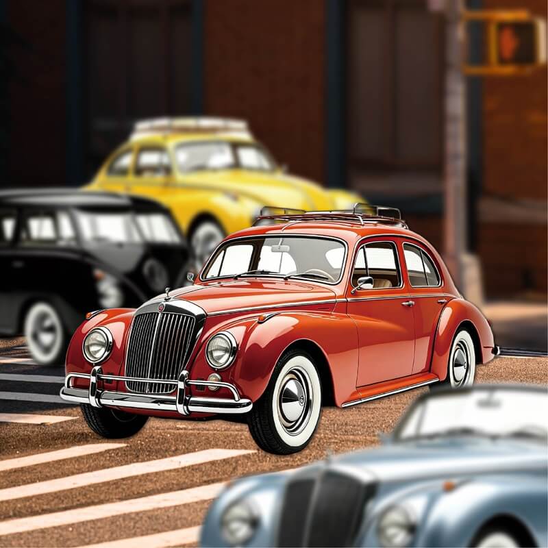 Red vintage car cardstock stickers for scrapbooking