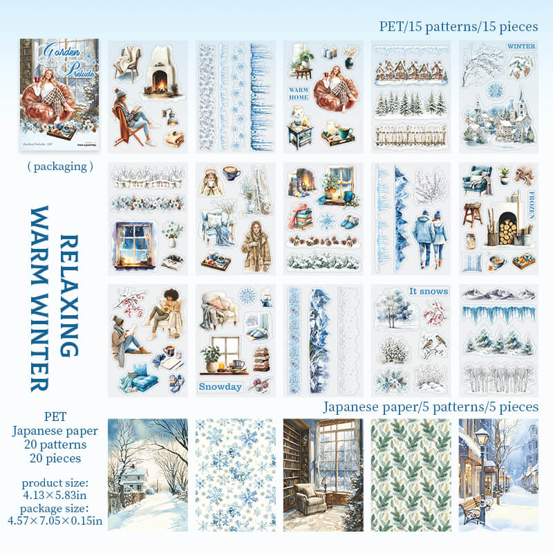 RelaxingWarmWinterstickerbookwithsnowylandscapesandcozyindoorscenes
