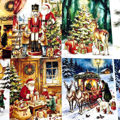 SantaClauscraftpaperwithgiftscookiesandwintergreenery